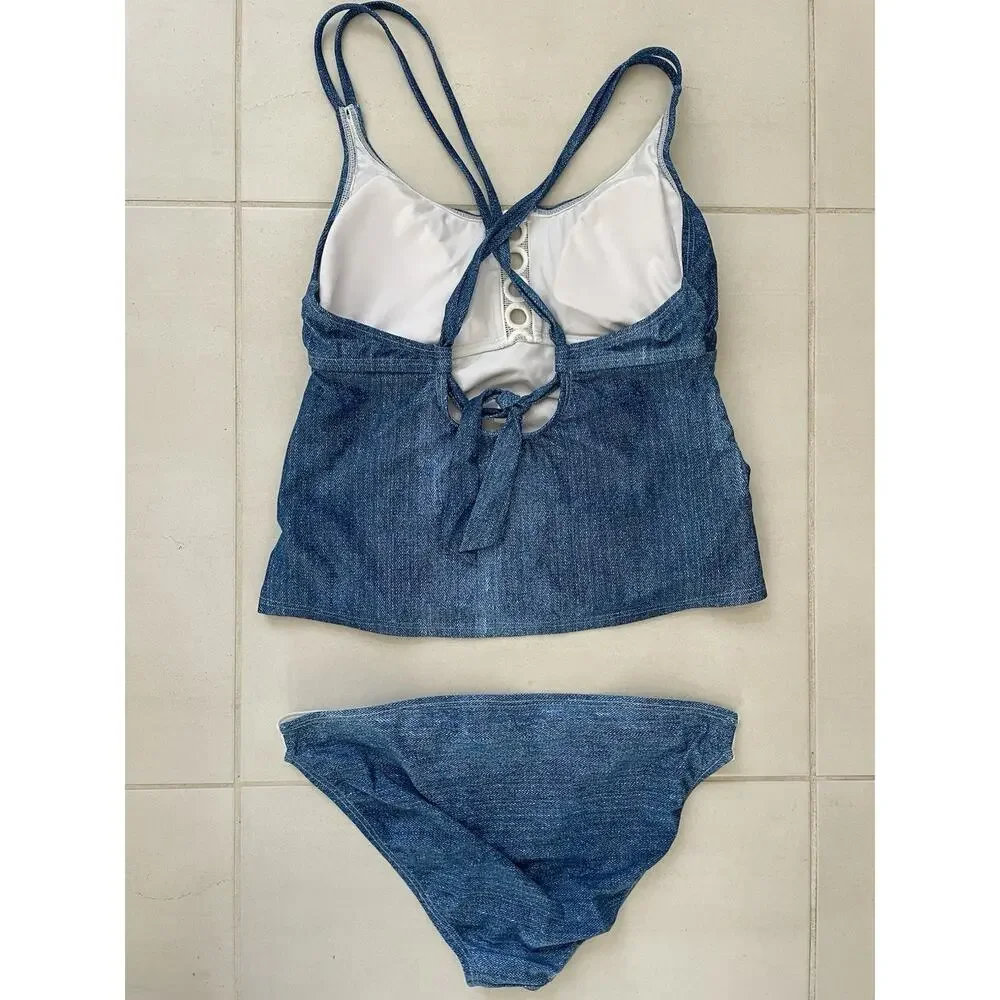Venus Swim 12/14 Bikini Swimsuit Color Block Cut Out Nautical Swimwear